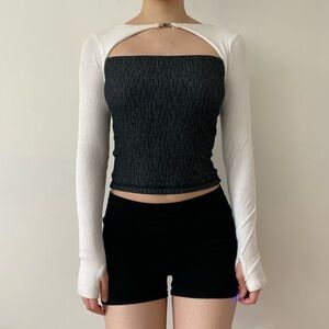 YUSE clasped square neck bolero crop top